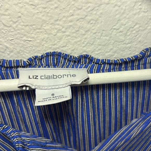 Liz Claiborne Blue Striped Blouse - size small - Picture 2 of 6